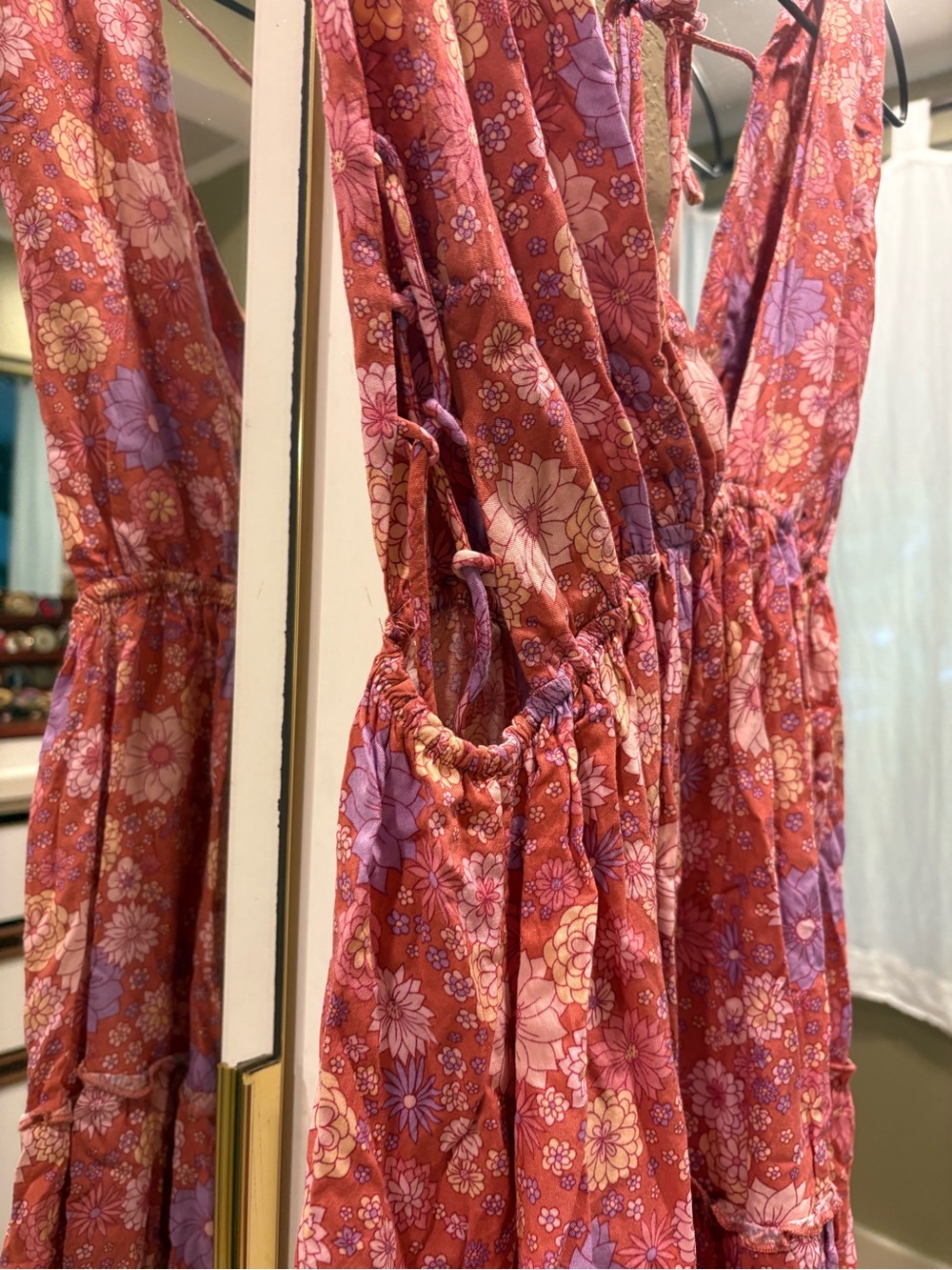 mahina Coral Floral Sundress with Lavender and Cream Accents